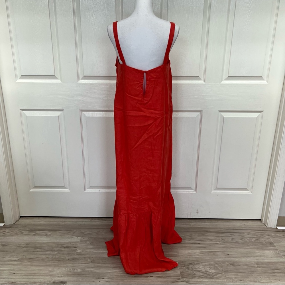 Adriana Degreas Cherry Bomb Red Solid Long Dress with Straps Size L - Picture 12 of 16
